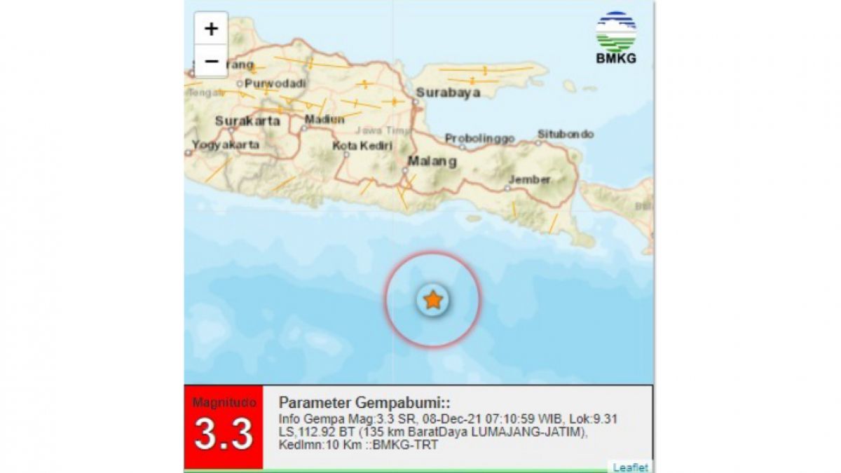 Gempa Lumajang sekitar pukul 07.00 WIB. (Foto: dok BMKG)