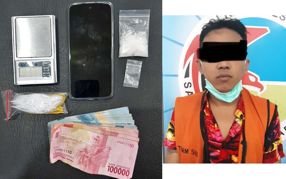 Kolase pengedar dan barang bukti narkoba jenis sabu (Foto: Satresnarkoba Polrestabes Surabaya)