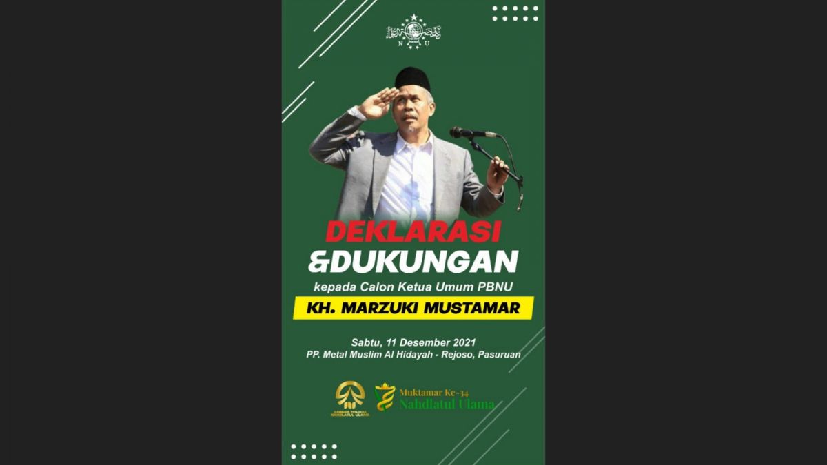 Poster deklarasi dukungan kepada KH Marzuki Mustamar.