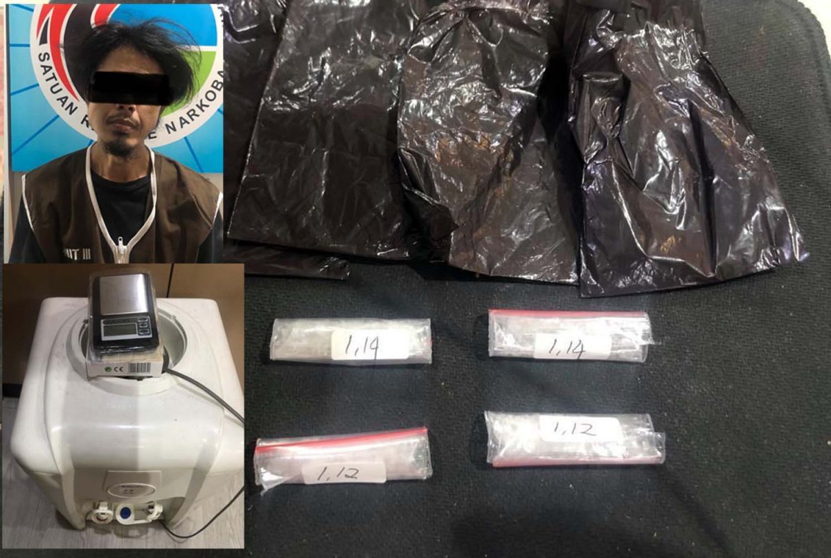 Kolase pengedar dan sabu dalam dispenser yang diamankan Satresnarkoba Polrestabes Surabaya
