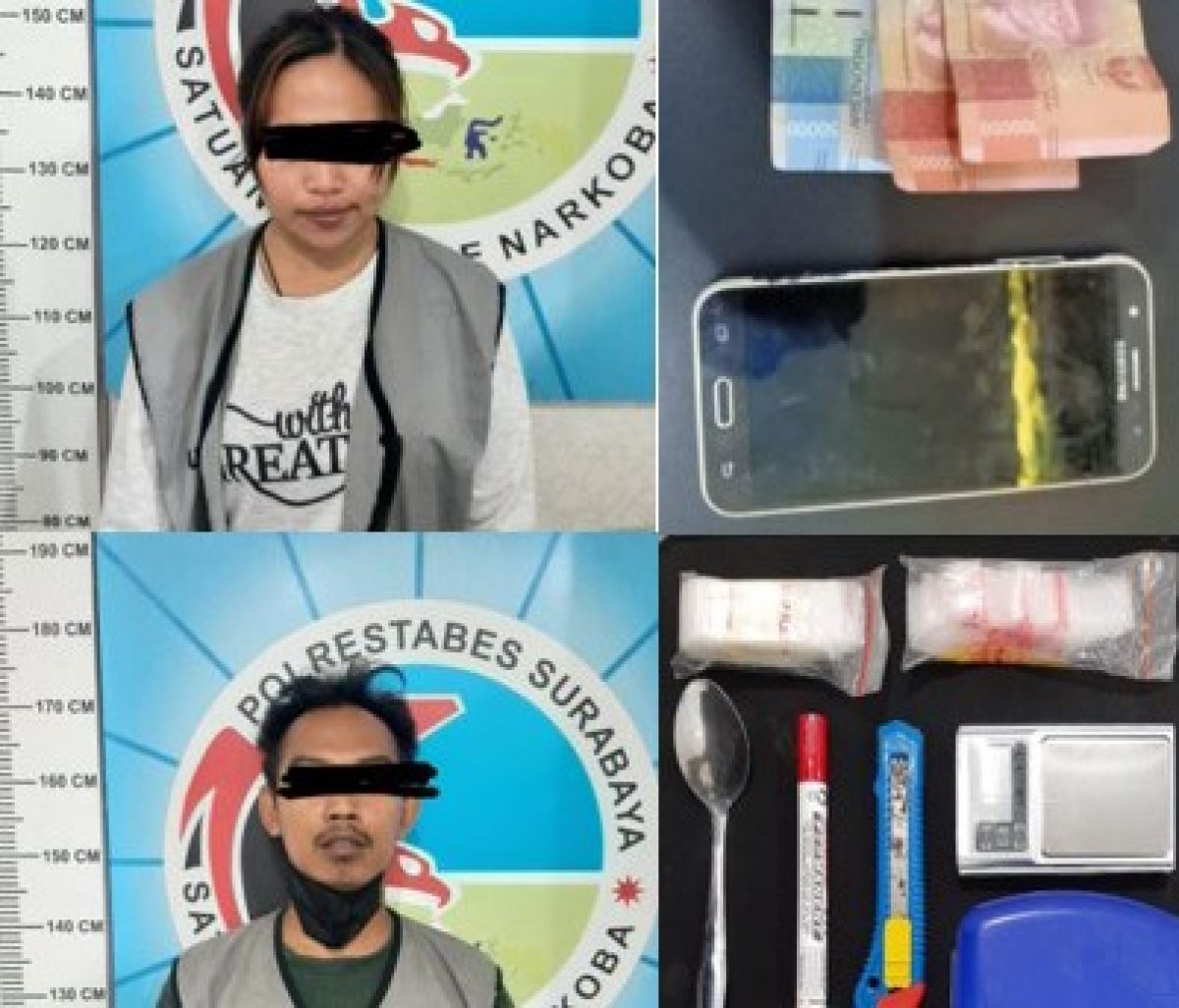 AF dan SW diamankan Polrestabes Surabaya. (Foto: Polrestabes Surabaya)