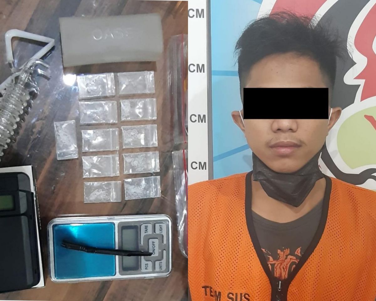 Pengedar sabu dibekuk saat ambil paket ranjau di Surabaya. (Foto: dok Polrestabes Surabaya/jatimnow.com)