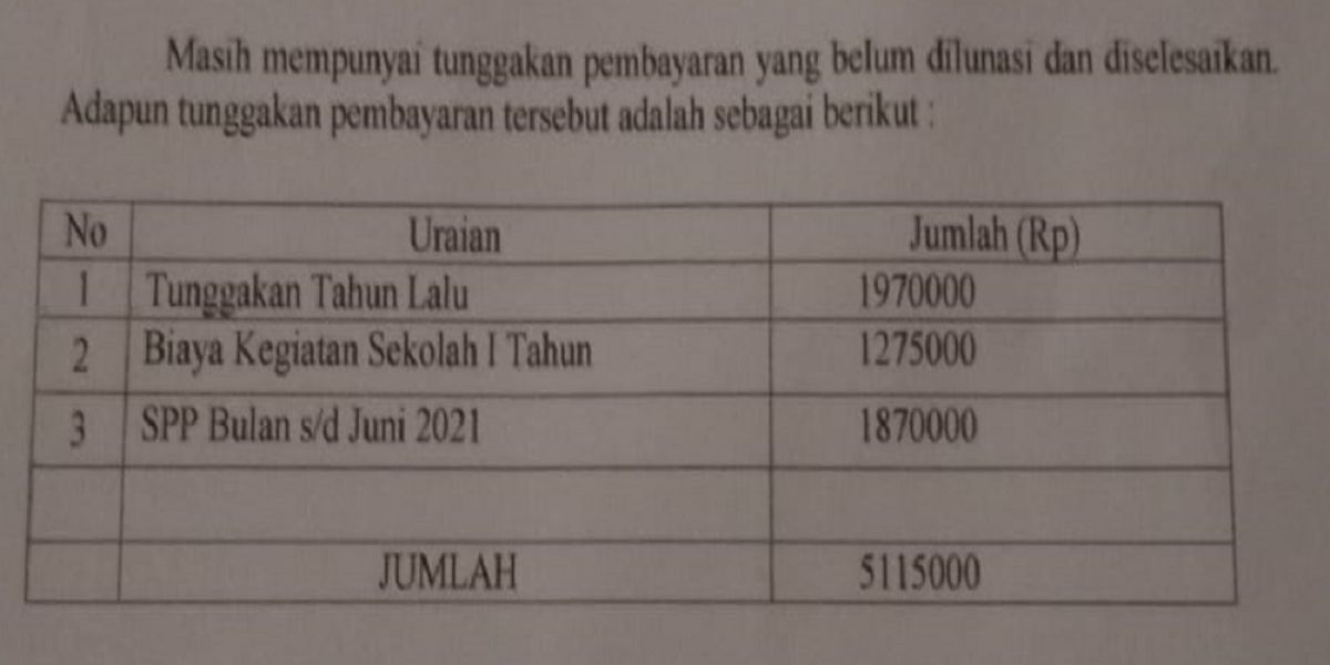 Tunggakan yang belum dibayar MR. (Foto: Dok Pribadi)