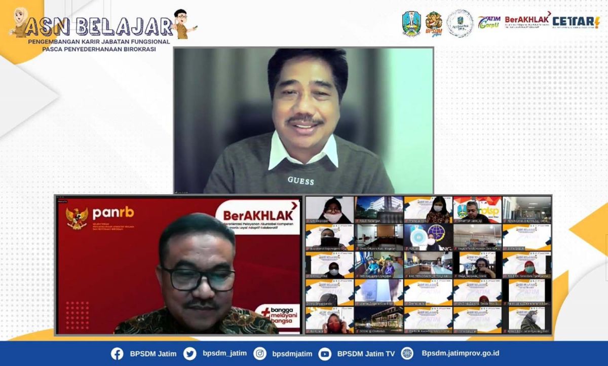 Webinar ASN Belajar yang digelar BPSDM bersama Biro Organisasi Sekretariat Daerah Jatim