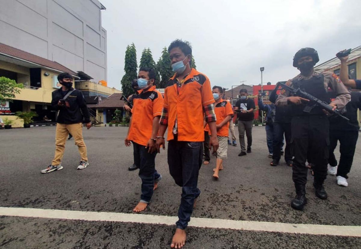 Empat penculik diamankan di Mapolres Pelabuhan Tanjung Perak Surabaya (Foto-foto: Zain Ahmad/jatimnow.com)