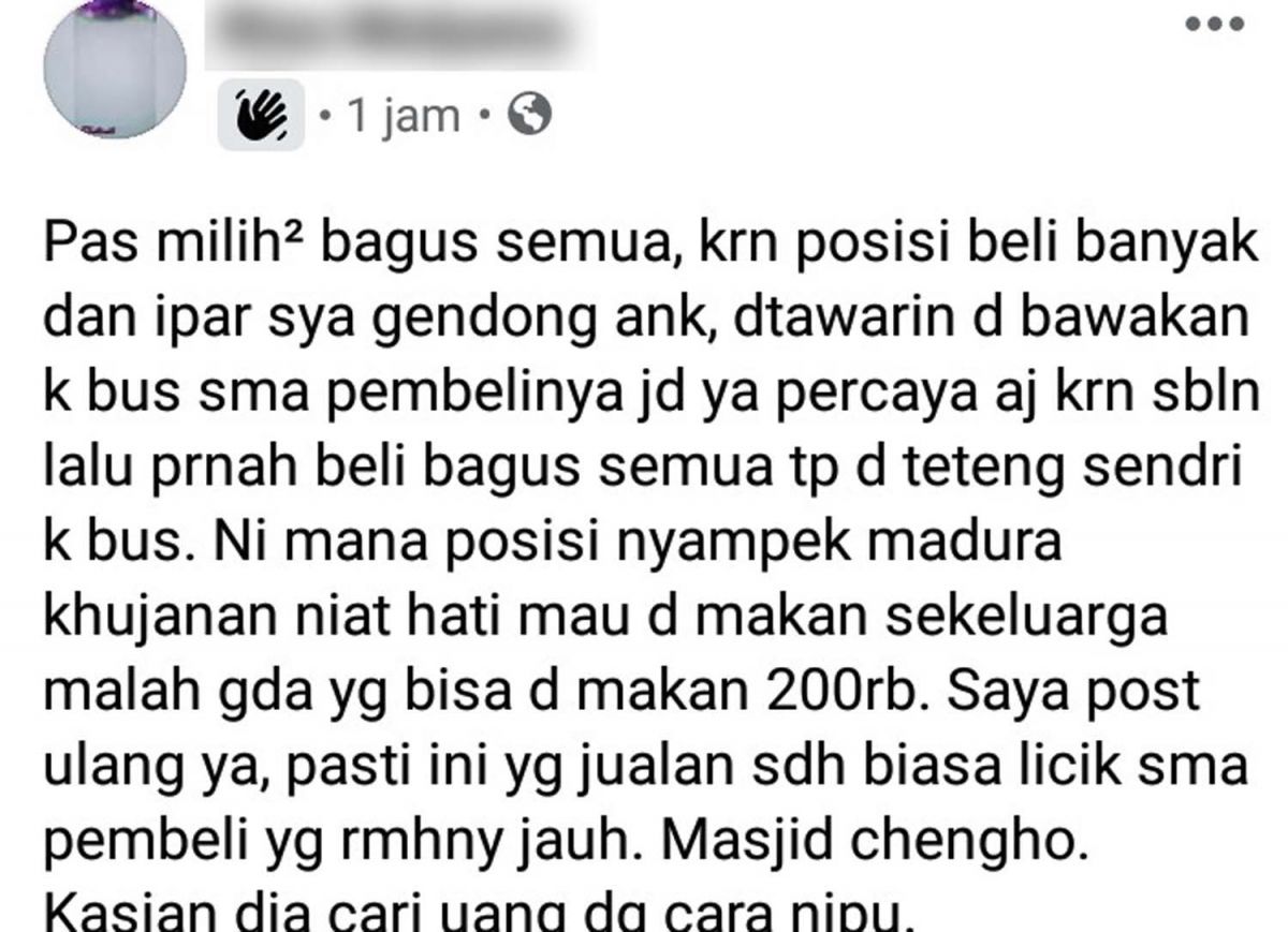 Postingan akun Rxxx Mxxxxxx yang viral di Grup Facebook Info Seputar Pandaan