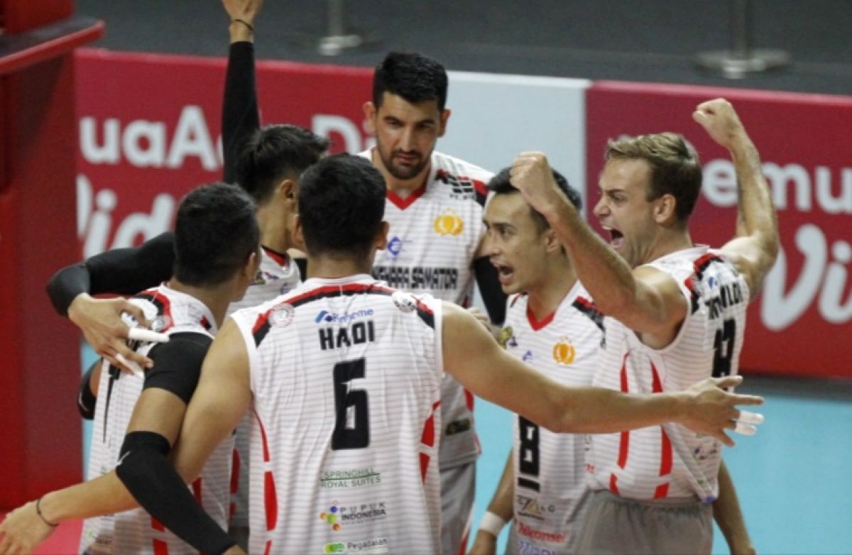 Tim Surabaya Bhayangkara Samator saat berlaga melawan Palembang Bank SumselBabel (Foto: Media Officer Proliga for jatimnow.com)
