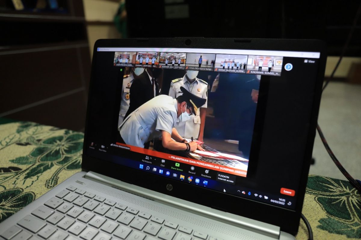 Sertijab yang digelar secara online oleh Kemenkumham. (Foto: Kemenkumham Jatim for jatimnow.com)