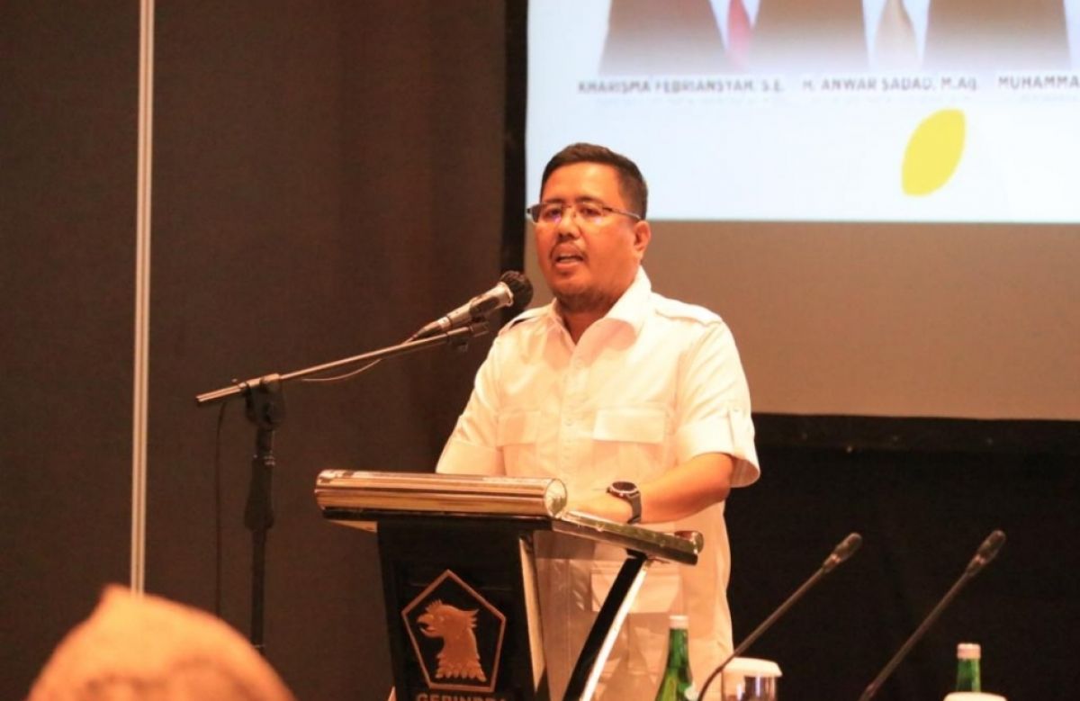 Ketua DPD Gerindra Jatim Anwar Sadad saat memberi sambutan dalam Rapat Koordinasi. (Foto: Dok Anwar Sadad/jatimnow.com)