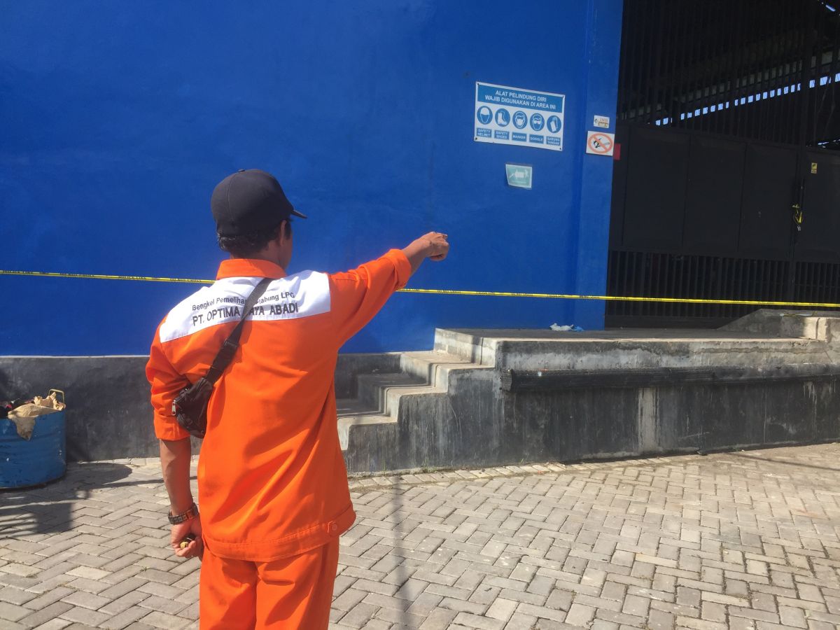 Bengkel pemeliharaan tabung lokasi peristiwa meledaknya tabung gas LPG. (Foto: Rony Subhan/jatimnow.com)