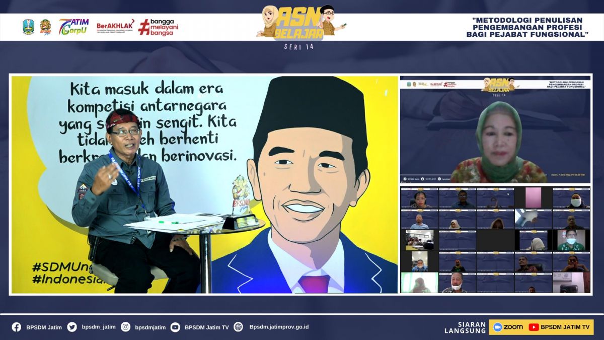 Webinar ASN Belajar seri ke-14 yang digelar BPSDM Jatim