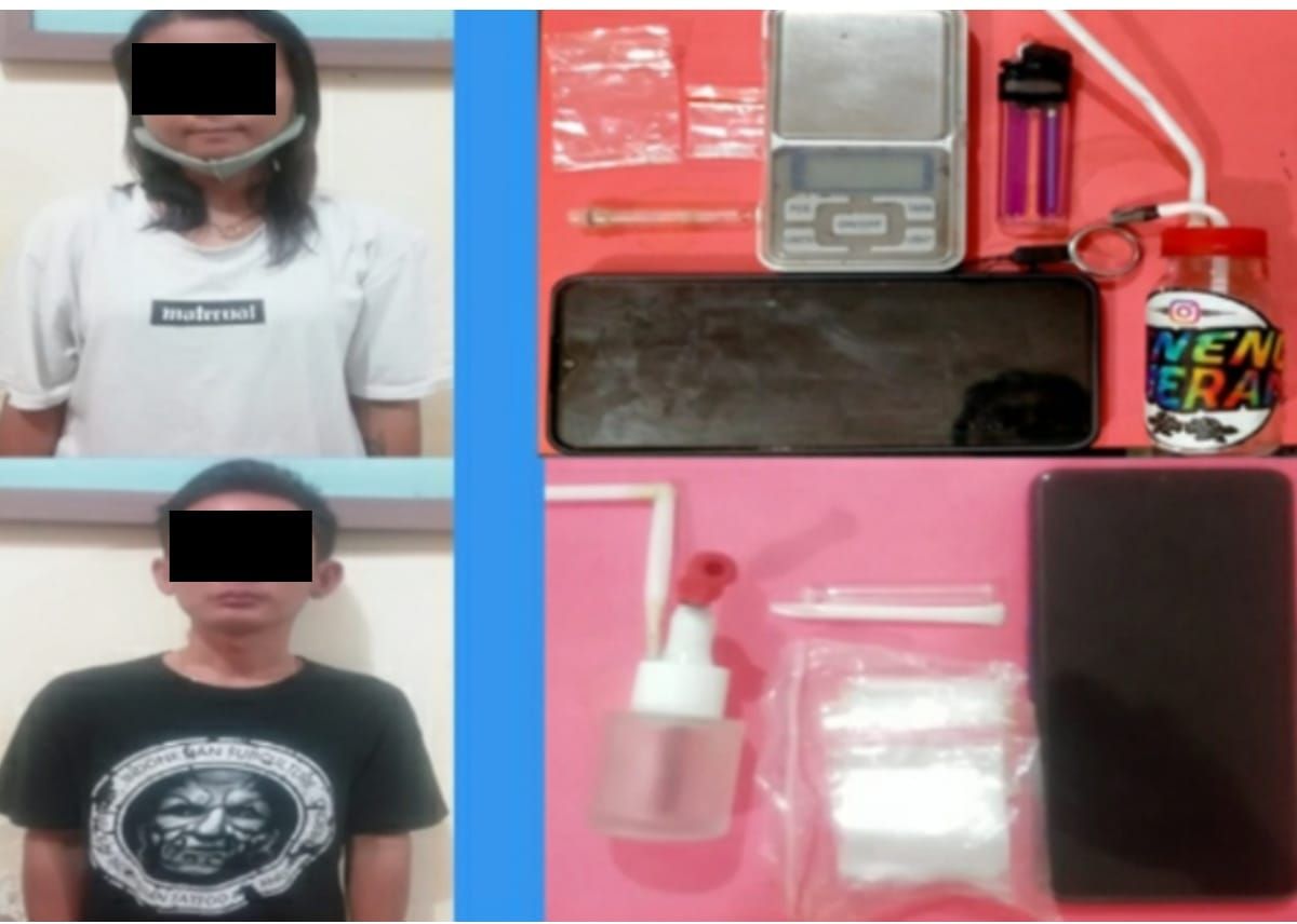 Tersangka dan barang bukti sabu. (Foto : Humas Polres Kediri Kota/jatimnow.com)
