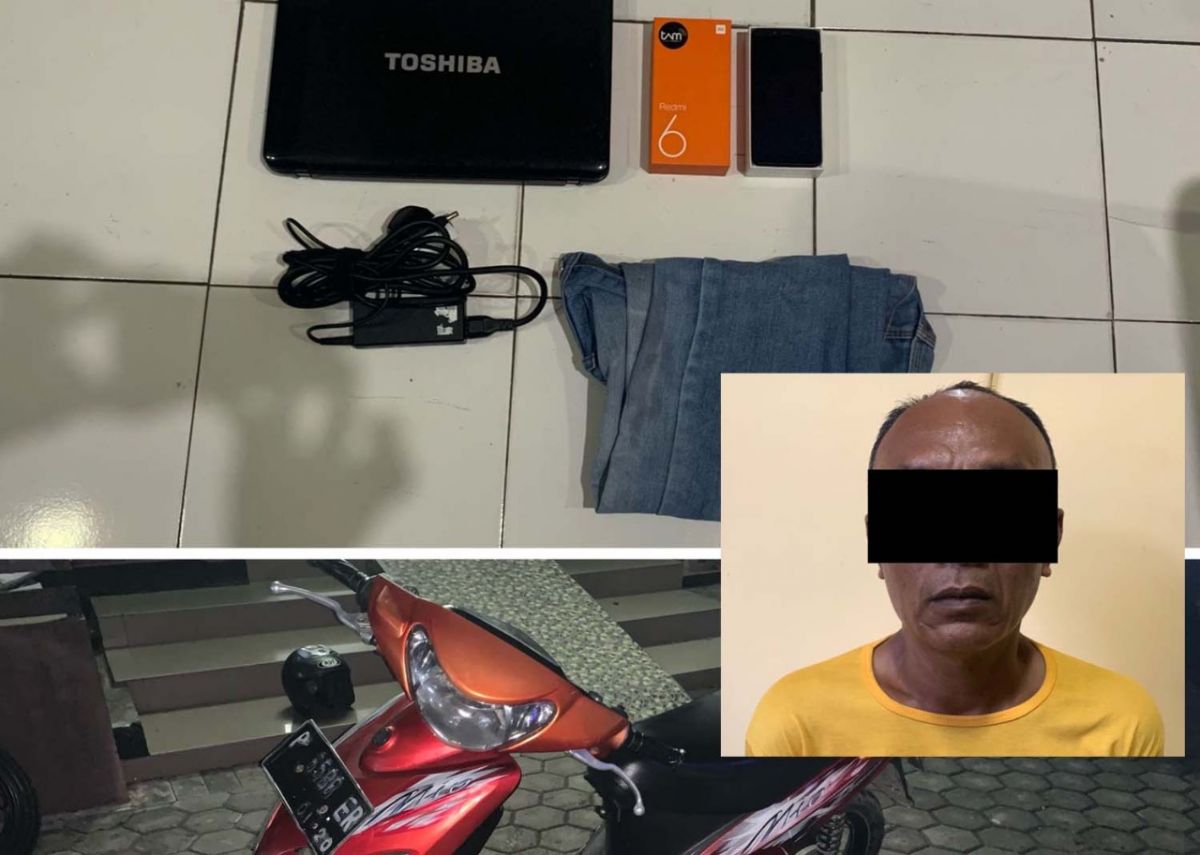 Foto kolase pelaku pencurian HP dan laptop di Puskesmas Tongas. (Foto: Humas Polres Probolinggo/jatimnow.com)