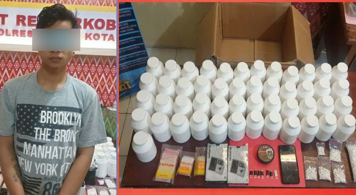 Tersangka dan barang bukti (Foto: Humas Polres Kediri Kota/jatimnow.com)