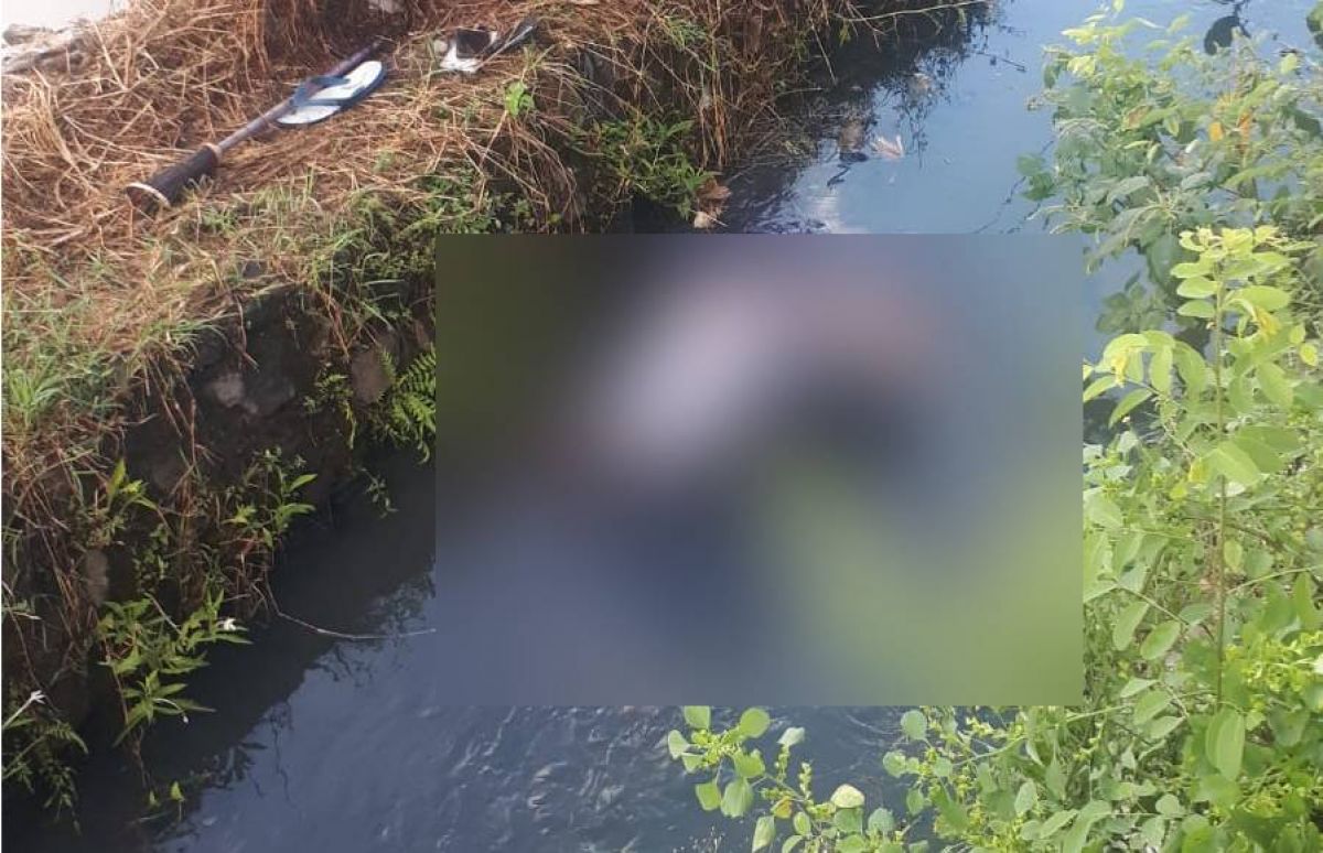 Dua jasad pria ditemukan di saluran irigasi Dusun Tempel. (Foto: Satlantas Polresta Sidoarjo/jatimnow.com)