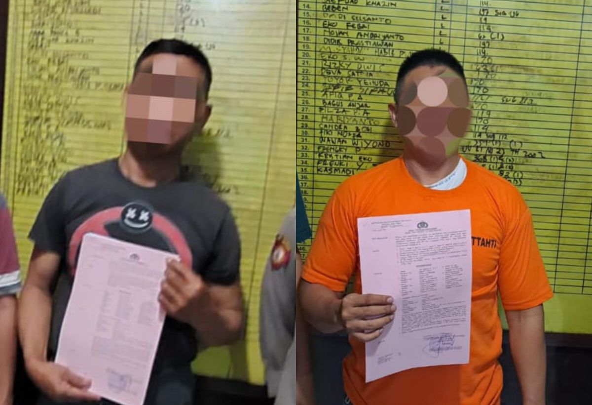 Tersangka peredaran uang palsu saat diamankan di Mapolres Tulungagung. (Foto: Humas Polres Tulungagung/jatimnow.com)