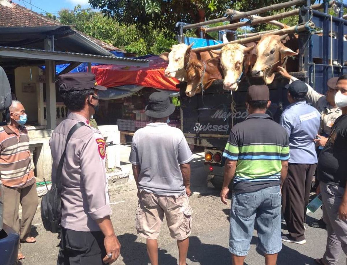 Penyekatan lalu lintas hewan ternak di Ponorogo. (Foto: Humas Polres Ponorogo/jatimnow.com)