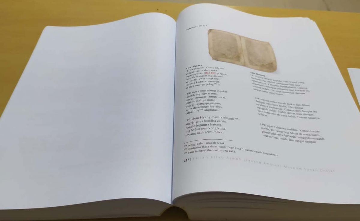 Lampiran isi Kitab Amjah yang telah disalin dalam Bahasa Indonesia (Foto: Disparbud Lamongan for jatimnow.com)