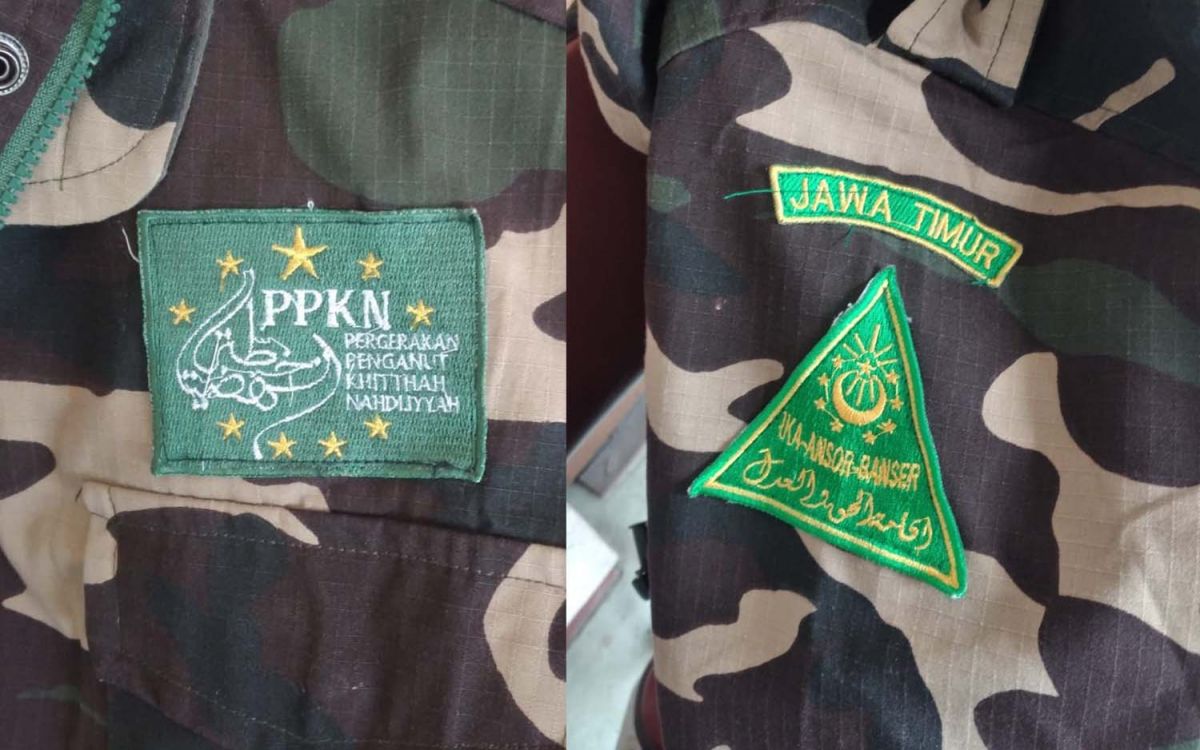 Logo dan atribut pada Forum Silaturahim IKA Ansor dan Banser Jatim yang dipermasalahkan GP Ansor Surabaya (Foto: Ketua GP Ansor Surabaya, HM Faridz Afif for jatimnow.com)