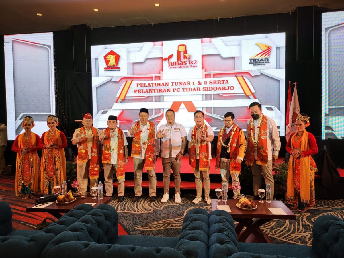 Tagline Prabowo Capres 2024 disuarakan dalam acara pelantikan pengurus Tidar, Sidoarjo (Foto: Gerindra Jatim for jatimnow.com)