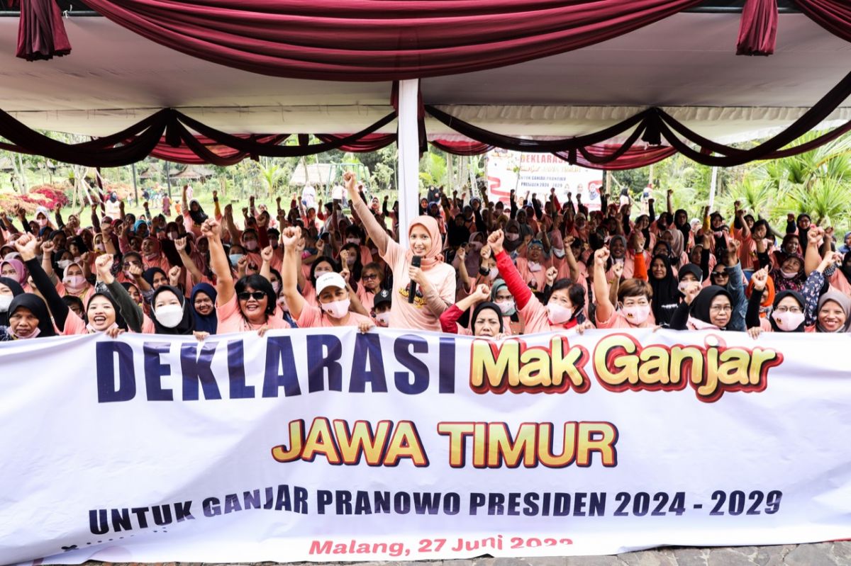 Melihat Aksi Emak-emak di Jatim saat Deklarasi Dukung Ganjar Presiden 2024