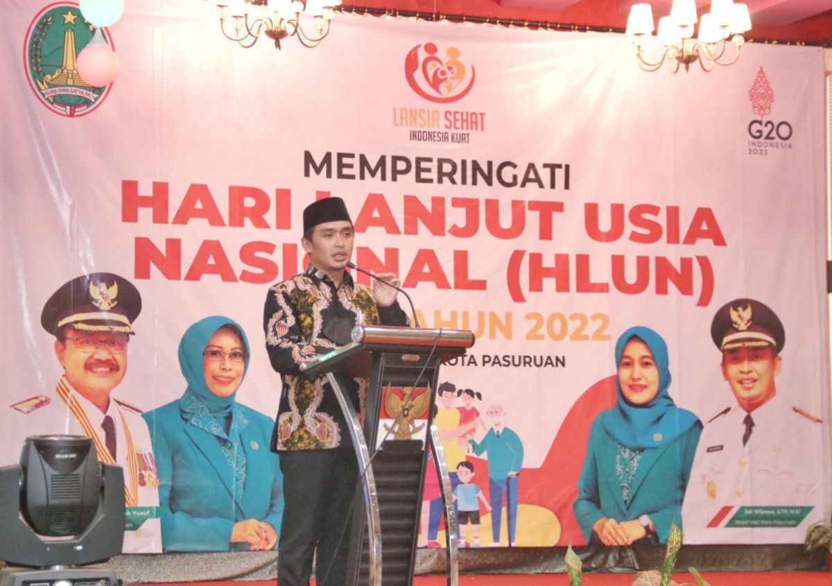 Wakil Wali Kota Pasuruan Adi Wibowo, saat peringatan Hari Lansia di Kota Pasuruan. (Foto: Humas Pemkot Pasuruan/jatimnow.com)