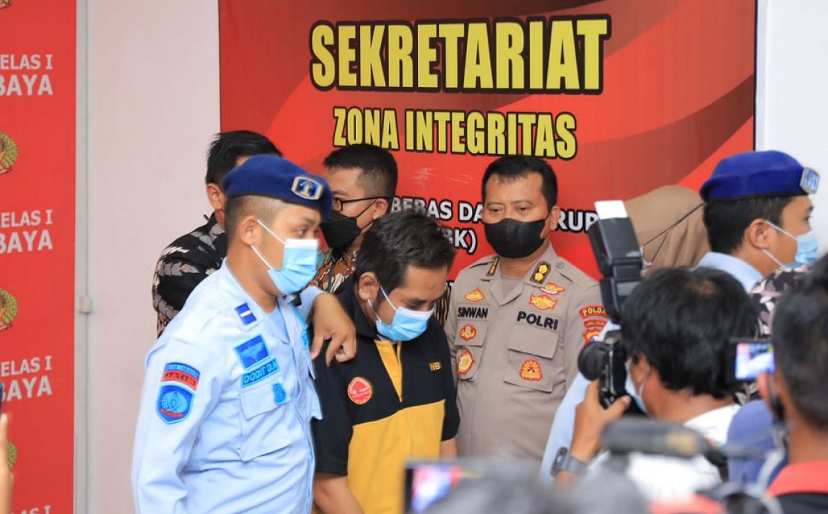 Mas Bechi saat rilis kasus di Rutan Medaeng. (Foto: Zain Ahmad/jatimnow.com)