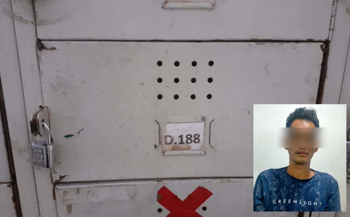 Kolase loker karyawan yang dibobol dan pelaku pembobolan (Foto: Polsek Beji)