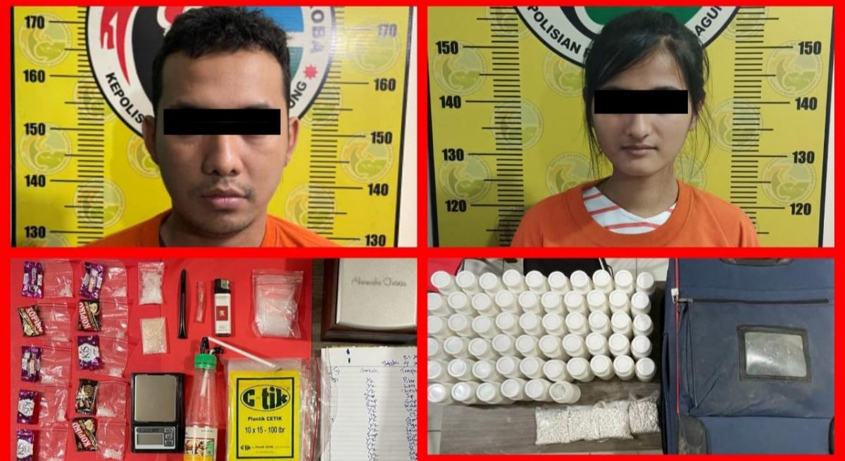 Pasangan kekasih pengedar 60 ribu pil koplo dan 12 poket sabtu di Tulungagung. (Foto: Humas Polres Tulungagung/jatimnow.com)
