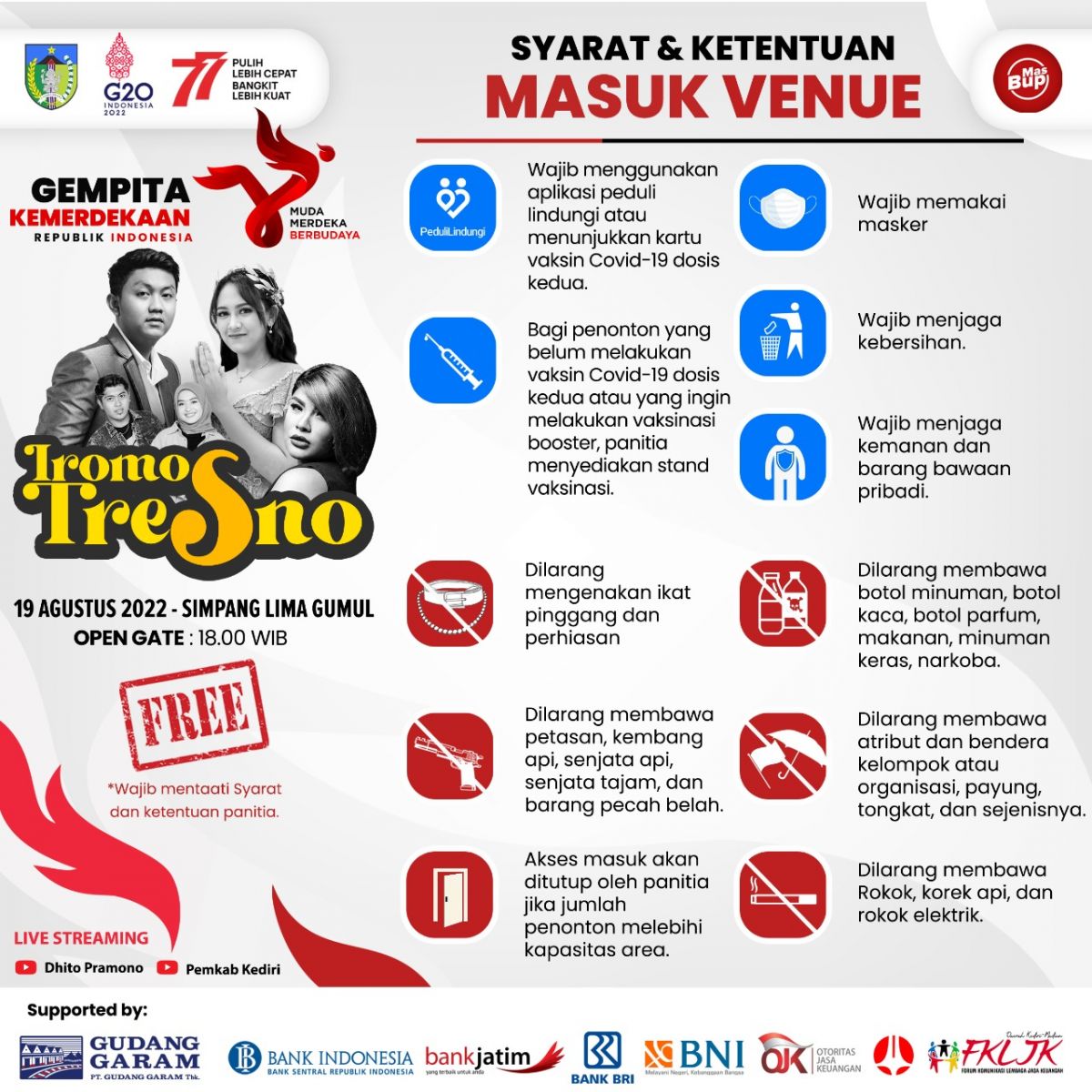 Meriahkan HUT ke-77 RI, Pemkab Kediri Tampilkan Cak Nun dan Artis Dangdut