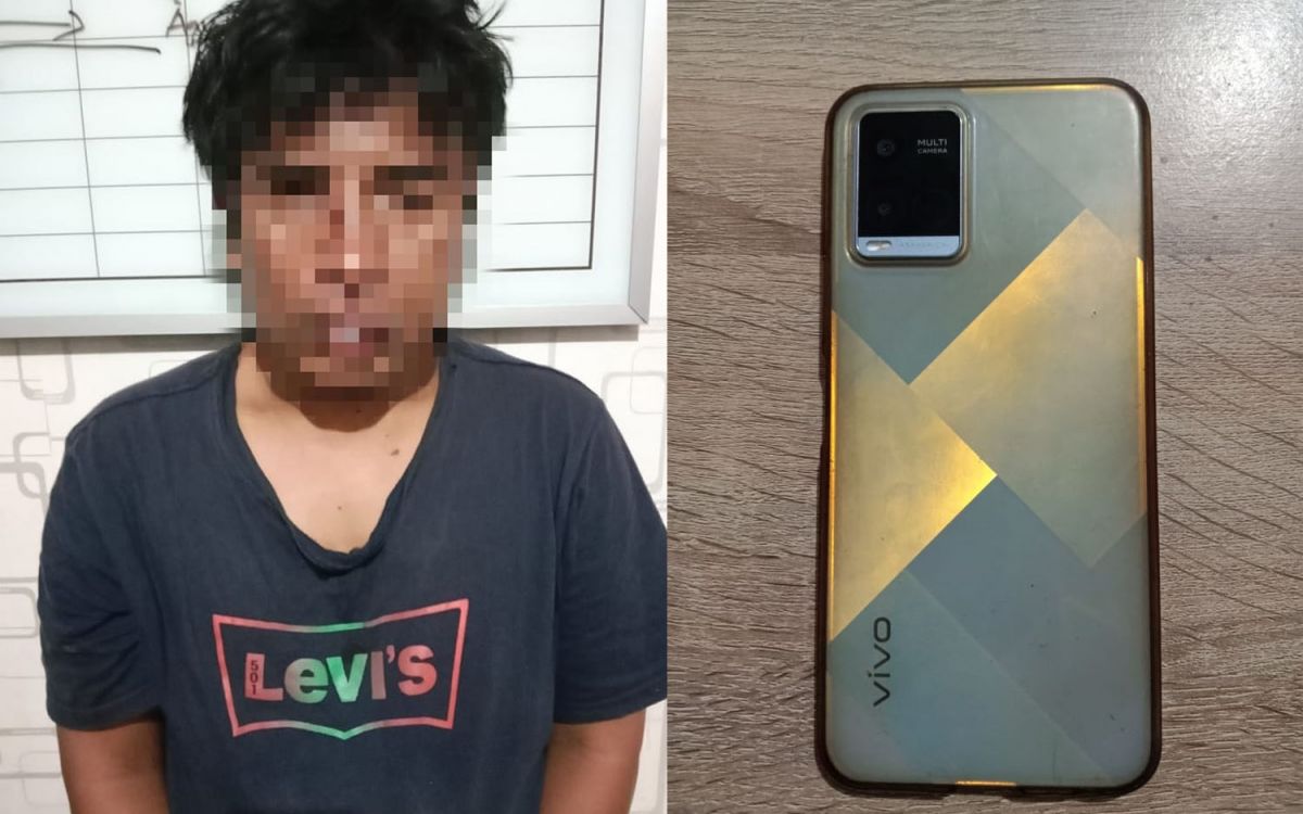 Kolase pencopet di Malang bersama barang bukti HP (Foto: Humas Polres Malang)