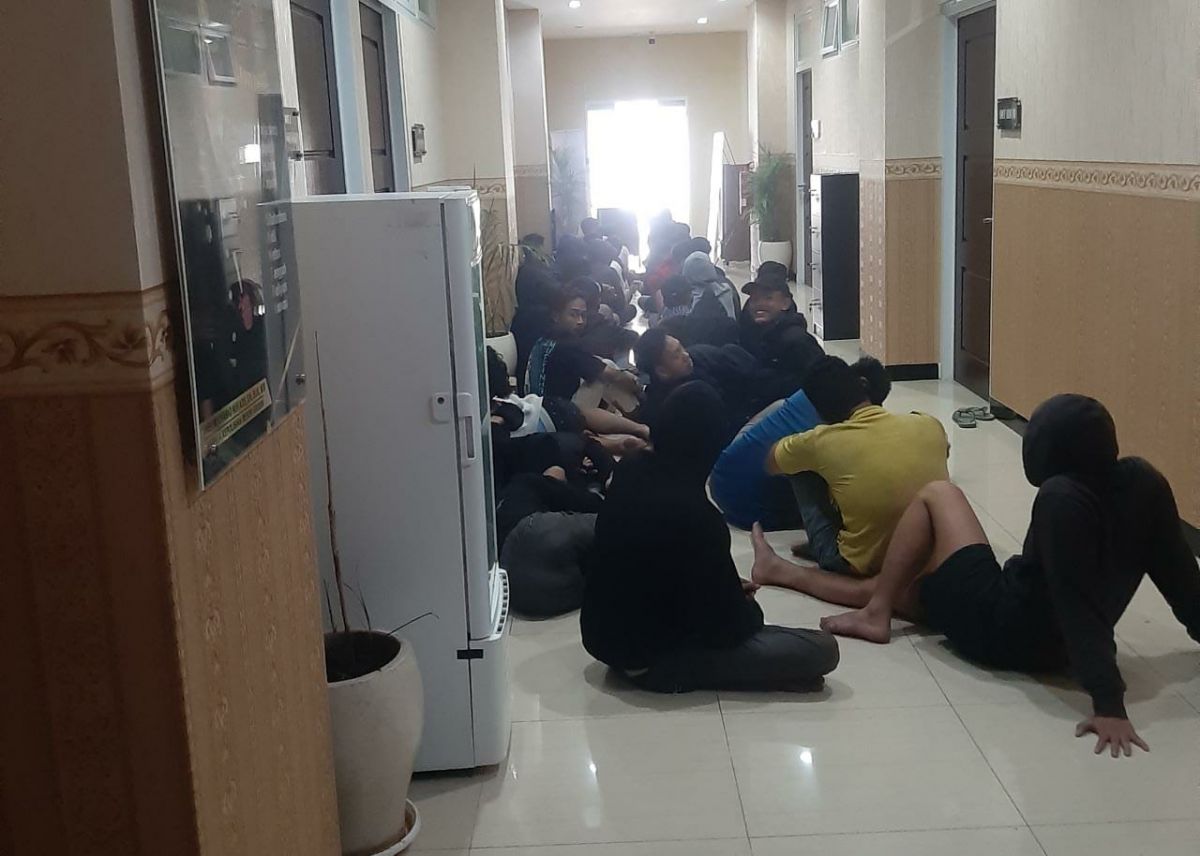 Puluhan pemuda hendak tawuran saat diamankan Satreskrim Polres Gresik (Foto: Humas Polres Gresik)