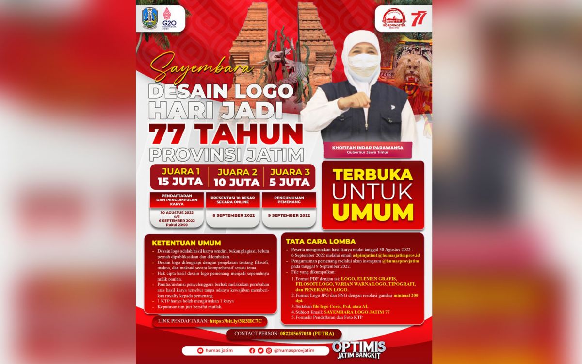 Pamflet lomba desain logo Hari Jadi ke-77 Jawa Timur (Foto: Pemprov Jatim)