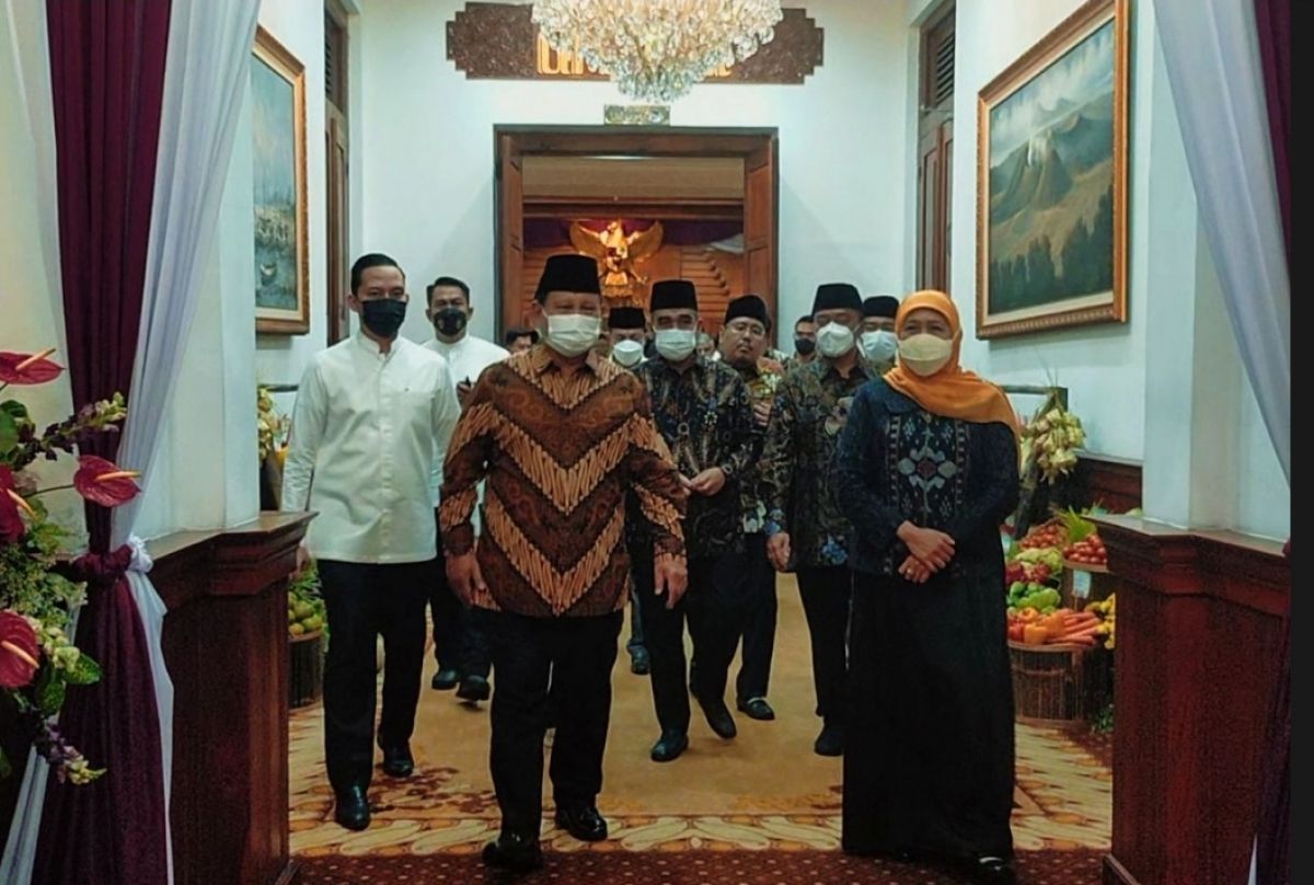 Pertemuan Prabowo Subianto dengan Khofifah Indar Parawansa di Grahadi, Surabaya pada Mei 2022 lalu (Foto: Dok. jatimnow.com)