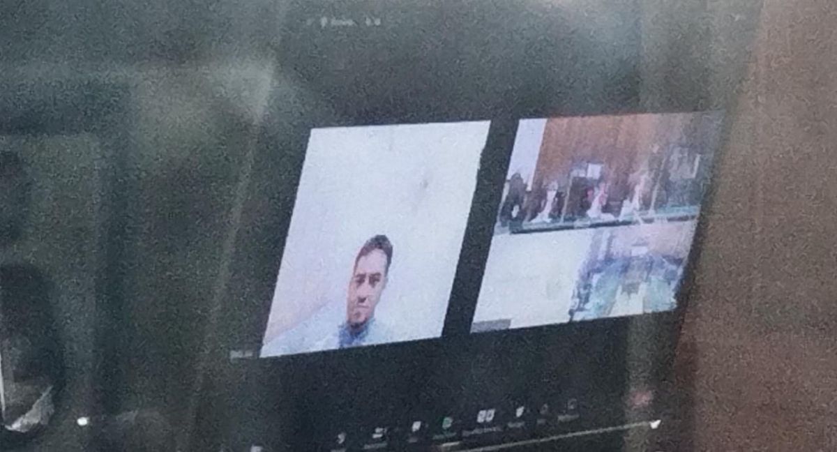 Mas Bechi saat menjalani sidang secara online beberapa waktu lalu (Foto: Zain Ahmad/jatimnow.com)