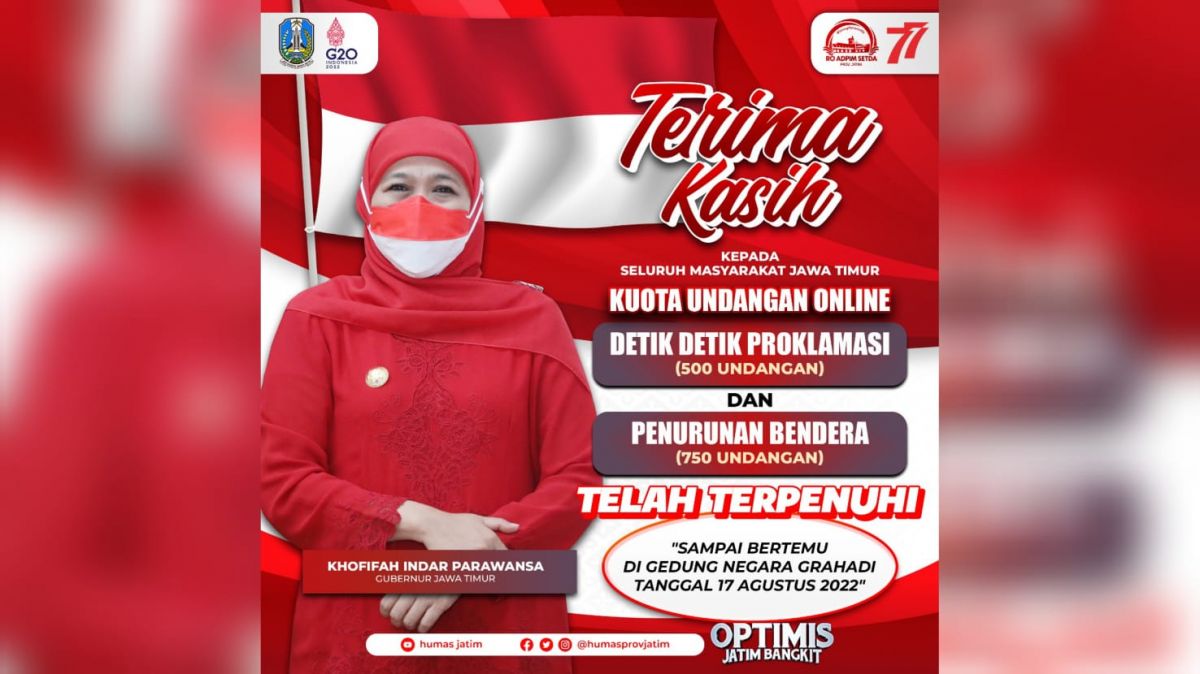 Khofifah berterima kasih atas antusiasme masyarakat mengikuti upacara peringatan Kemerdekaan ke-77 RI di Grahadi. (Foto: Humas Pemprov Jatim/jatimnow.com)