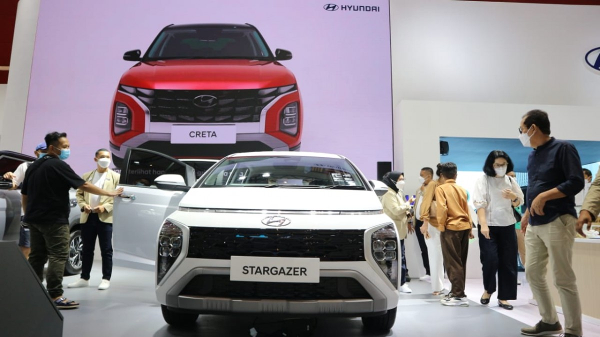 Hyundai Stargazer, saat dipamerkan di acara GIIAS 2022 Surabaya, di Grand City Mal. (Foto: Fajar Mujianto/jatimnow.com)