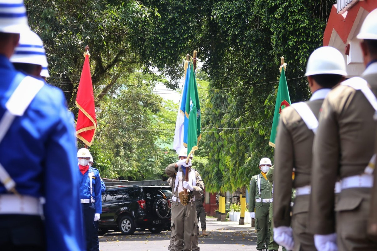 Prosesi penyerahan Pataka Pemprov Jatim di Trenggalek (Foto-foto: Kominfo Trenggalek)