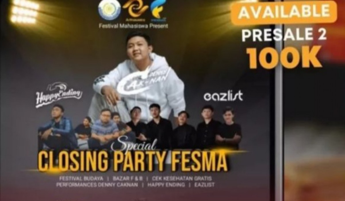Tangkapan layar publikasi Closing Party Festival Mahasiswa yang menghadirkan Denny Caknan