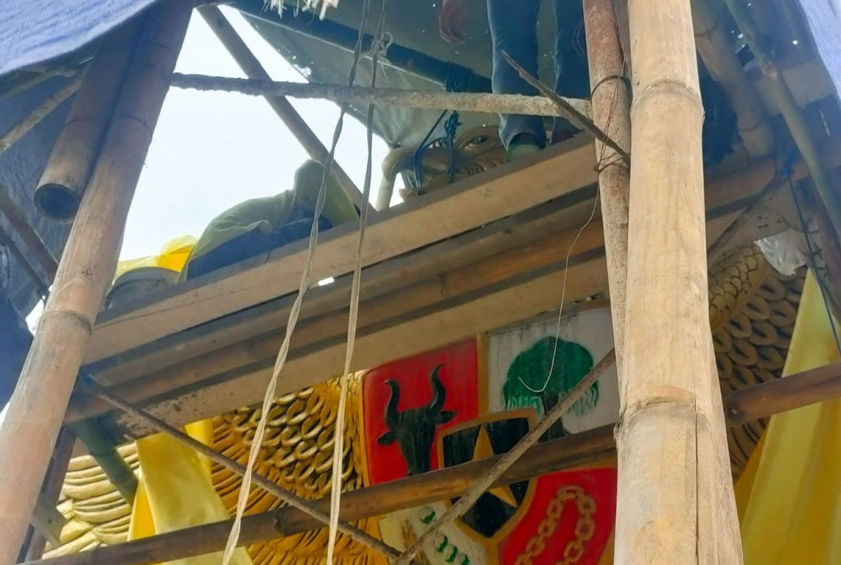 Usai Dilaporkan, Patung Garuda Pancasila di Mojokerto Kini Diperbaiki