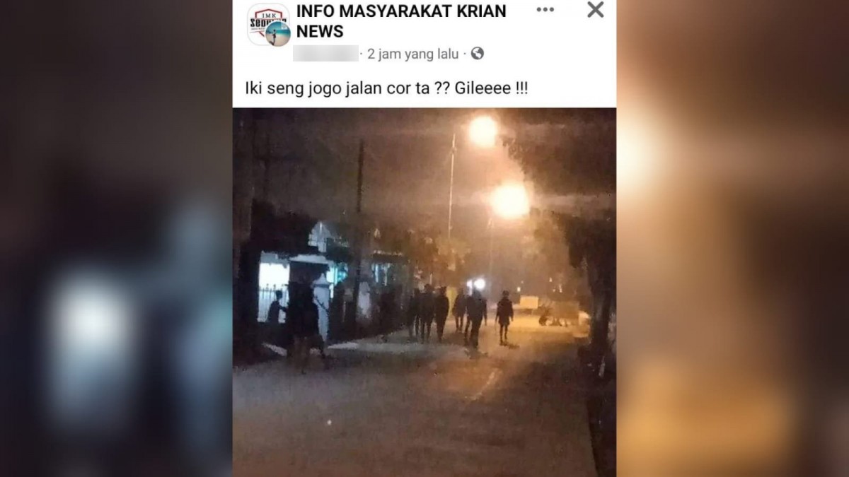 Tangkapan layar postingan di grup Facebook Info Masyarakat Krian News.