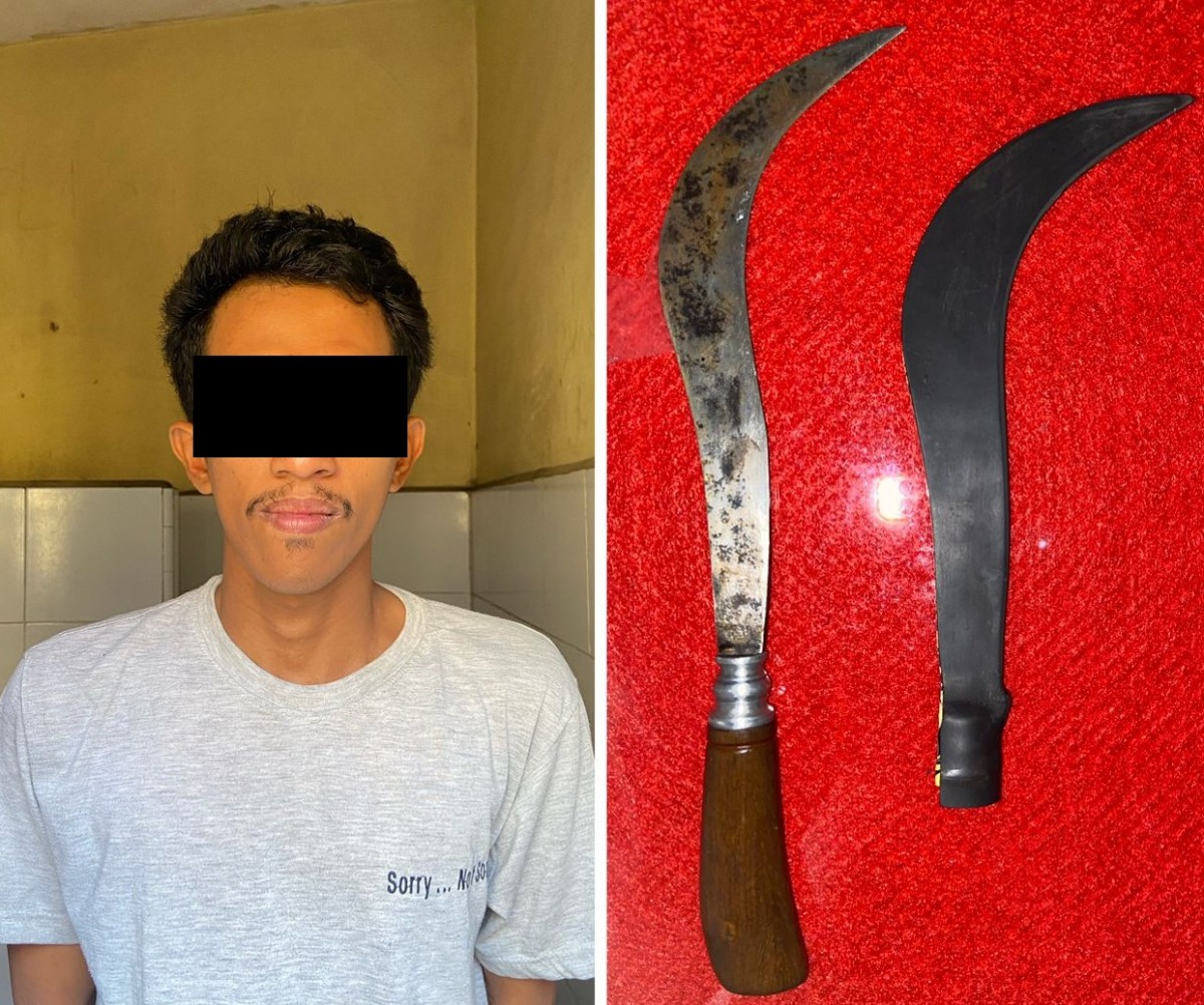 Pria Bawa Celurit karena Kesal Diejek Ditangkap Polisi