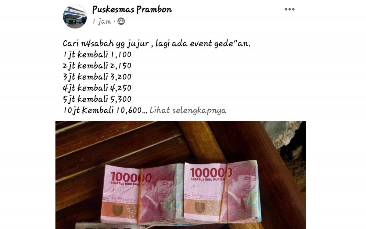 Tangkapan layar dari grup Seputar Info Prambon
