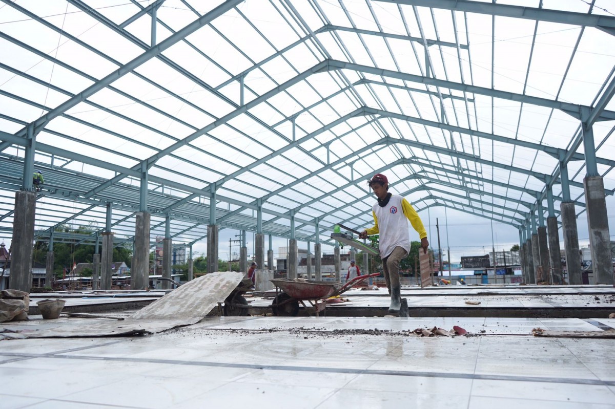Proyek pembangunan pasar di Kabupaten Kediri (Foto: Humas Pemkab Kediri/jatimnow.com)