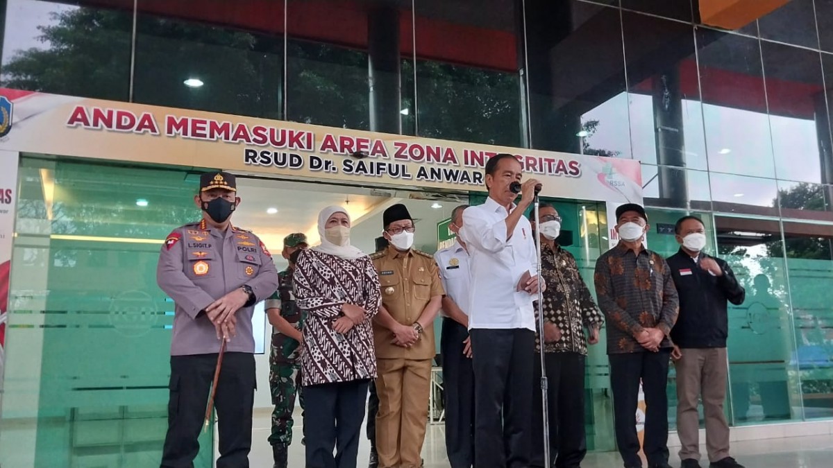 Konferensi pers Presiden Jokowi di RSSA Malang (Foto: Galih Rakasiwi/jatimnow.com)