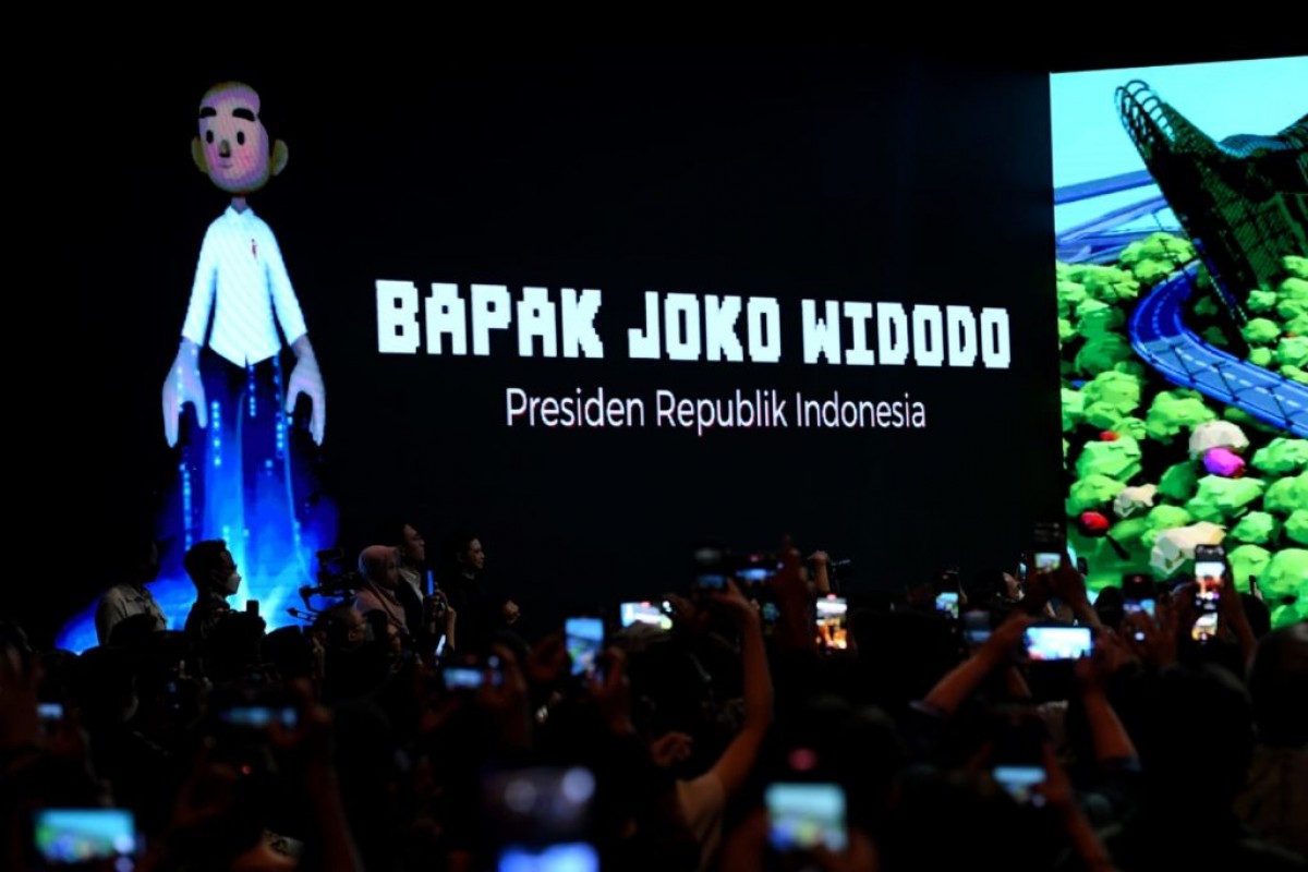 Presiden Jokowi meluncurkan platform digital berbasis interaksi sosial di dunia virtual bernama Jagat Nusantara di The Ballroom Djakarta Theater, Jakarta, Jumat (28/10/2022).(Foto: BPMI Setpres/Lukas)