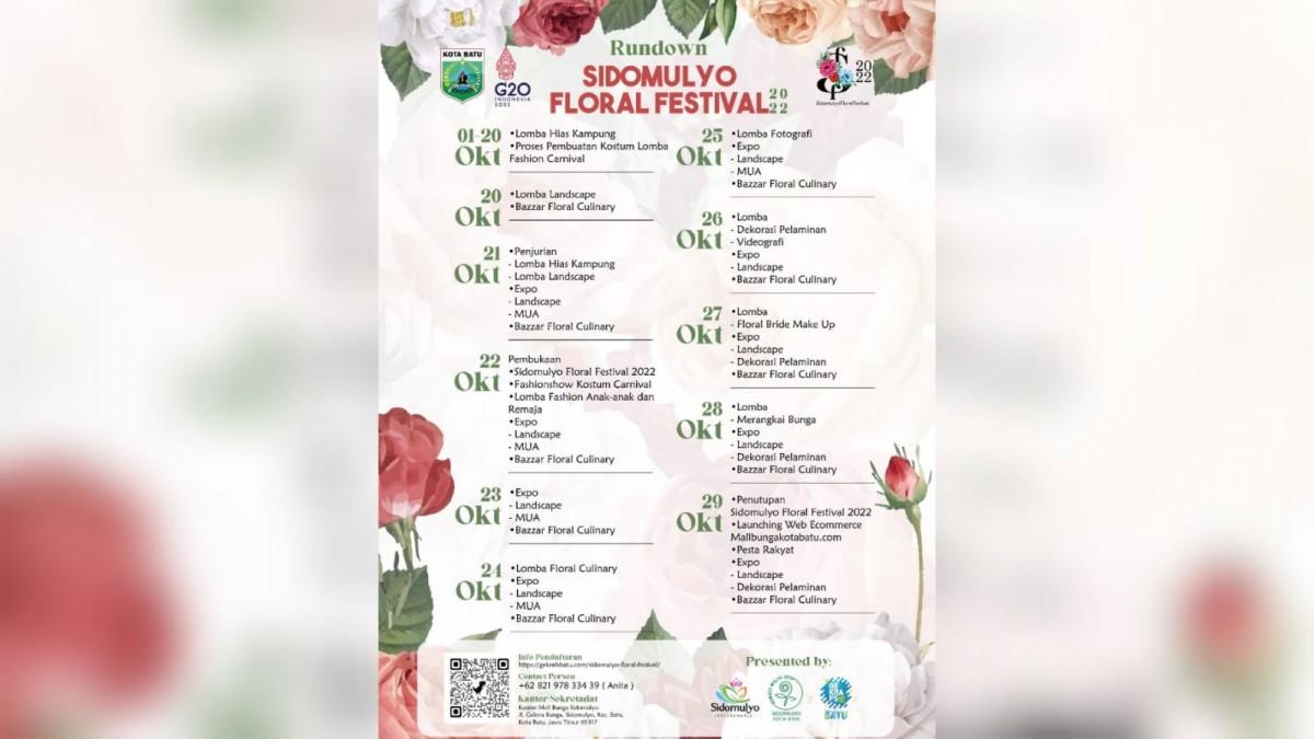 Kalender event Sidomulyo Floral Festival 2022 Disparta Kota Batu. (Foto: Disparta Kota Batu/jatimnow.com)