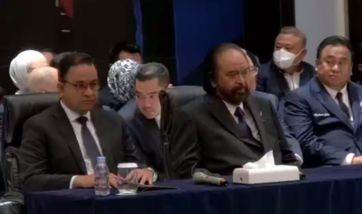 Surya Paloh beresam Anies Baswedan. (Foto: tangkapan layar)