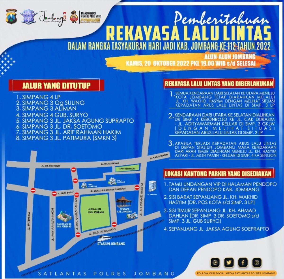 Rekayasa arus lalu lintas yang dilakukan Satlantas Polres Jombang.(Foto: Satlantas Polres Jombang)