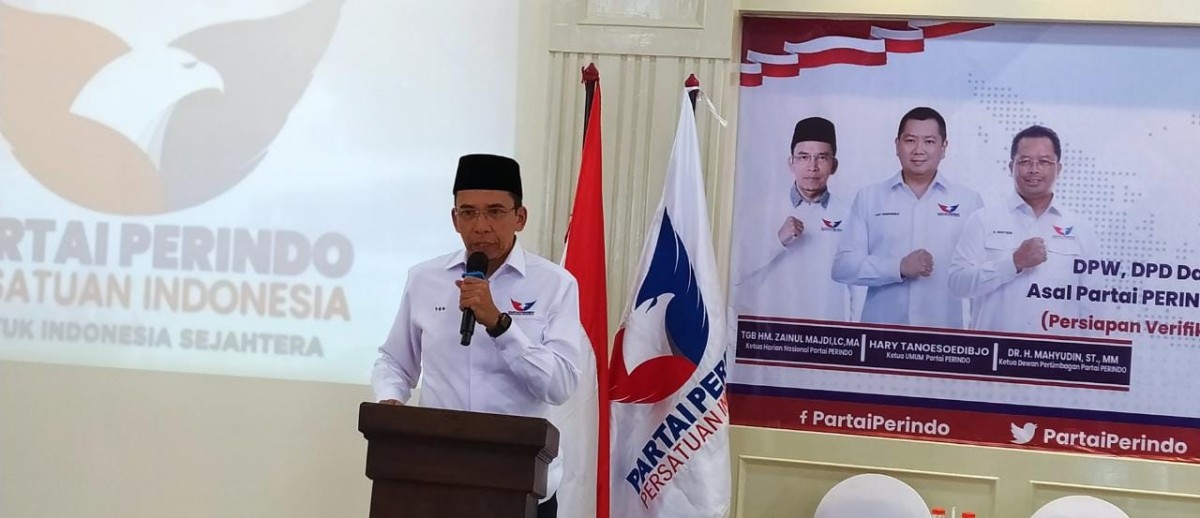 Dr. Tuan Guru Bajang Muhammad Zainul Majdi saat manghadiri Rakorsus Perindo di Bangkalan. (Foto: Fathor Rahman/jatimnow.com)